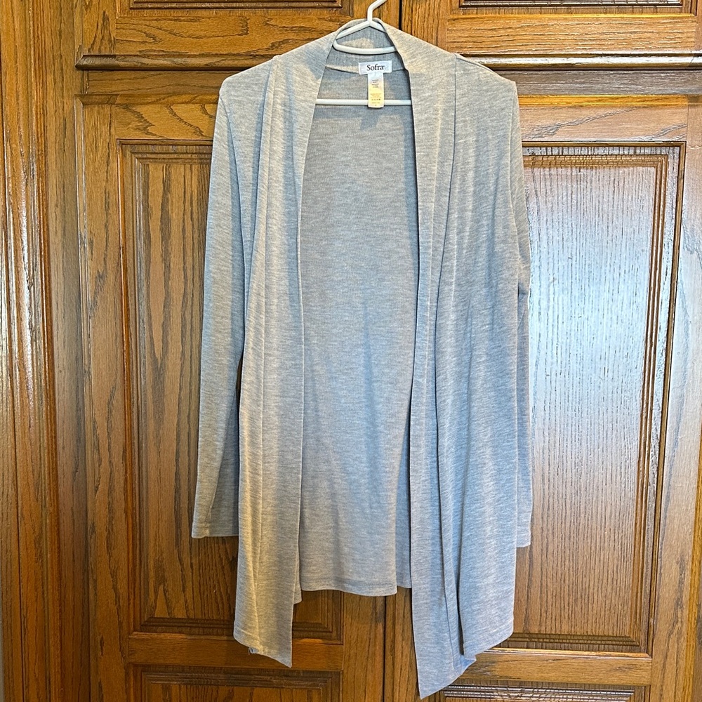 Boutique gray knit long cardigan